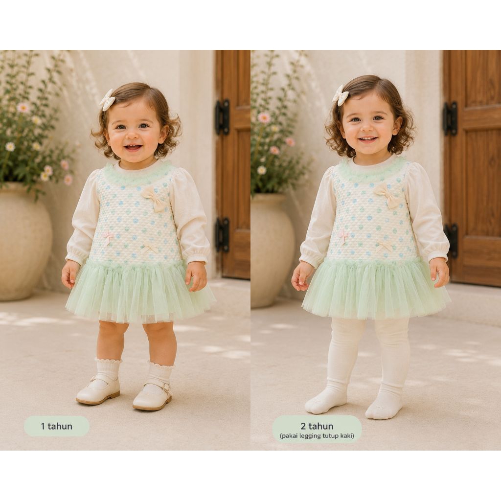 Gaun Anak Perempuan Motif polkadot Katun Tule Lembut Ukuran 70-90