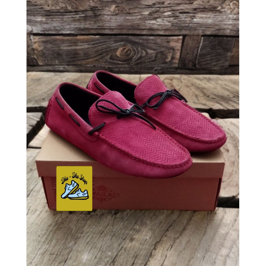 Sepatu Slip On Emeregildo Zegna merah maron size 41 original mewah NEGO
