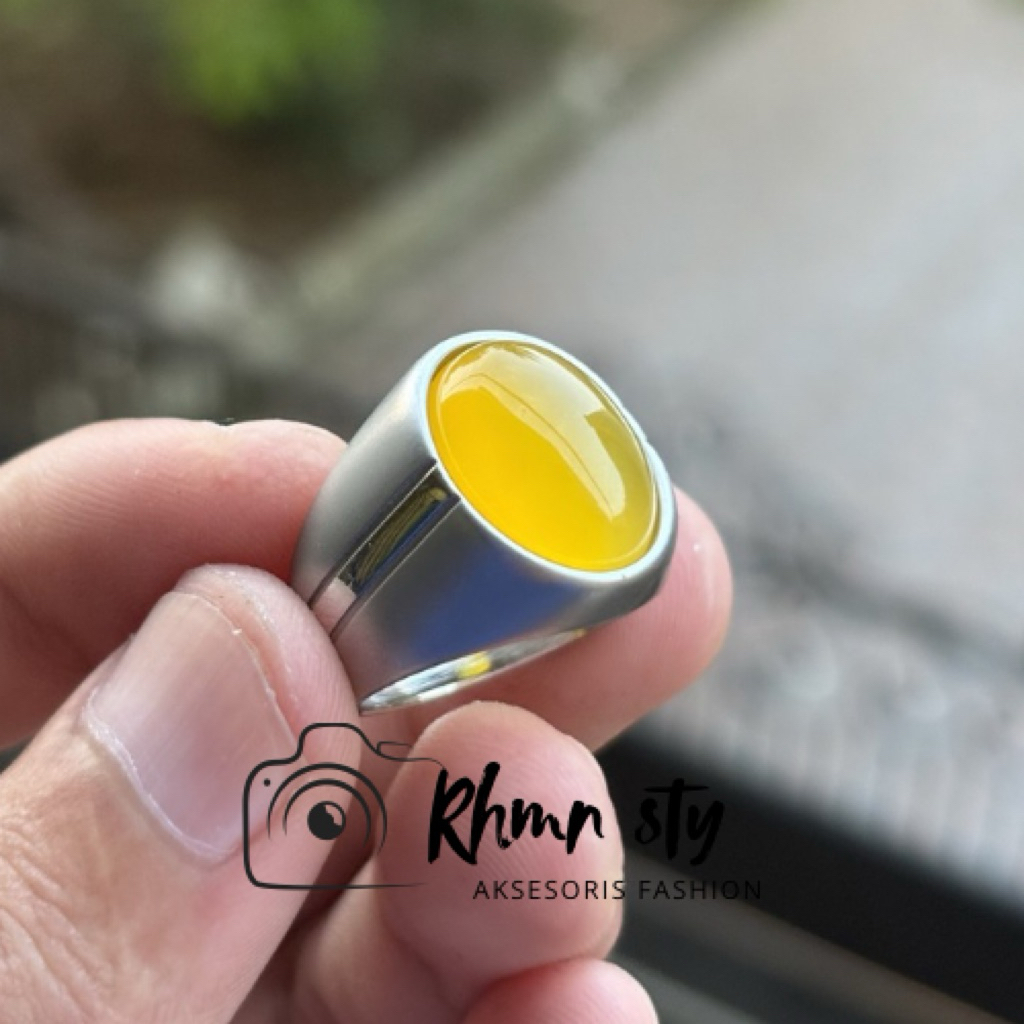 cincin batu akik cempaka kuning ring dop