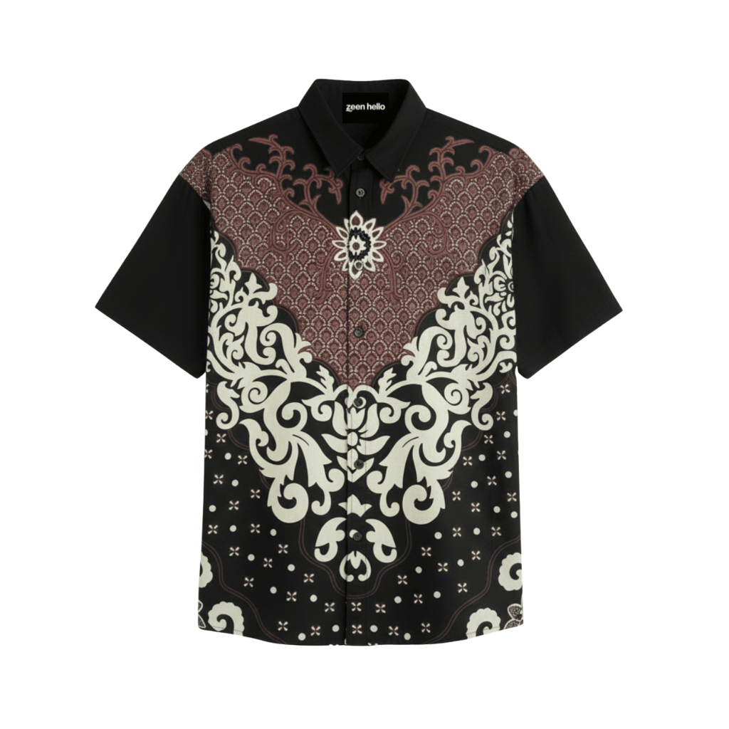 Zeen Hello - Kemeja Batik Pria Lengan Pendek