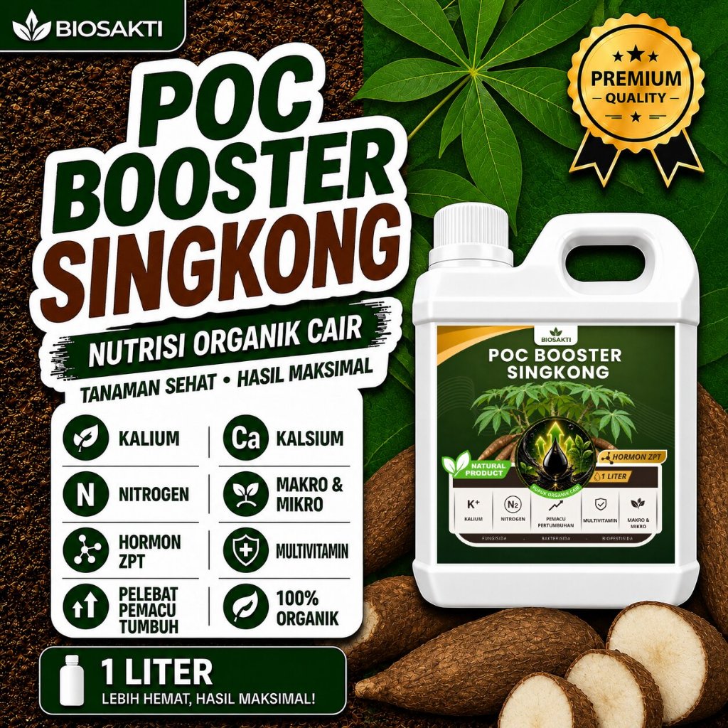 POC BOOSTER SINGKONG 1L - PUPUK BOOSTER - PELEBAT, PERANGSANG AKAR, PEMACU PERTUMBUHAN - 100% ORGANI
