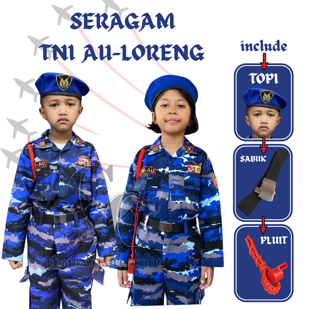 Baju Seragam PDL TNI-AU LORENG Anak | Baju Profesi TNI-AU LORENG Anak | Seragam Karnaval TNI-AU LORE
