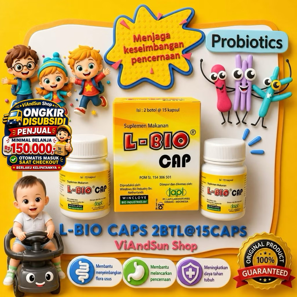 L-Bio Cap box isi 2 botol @15 capsul, LBio, L Bio, Probiotik Kesehatan Pencernaan