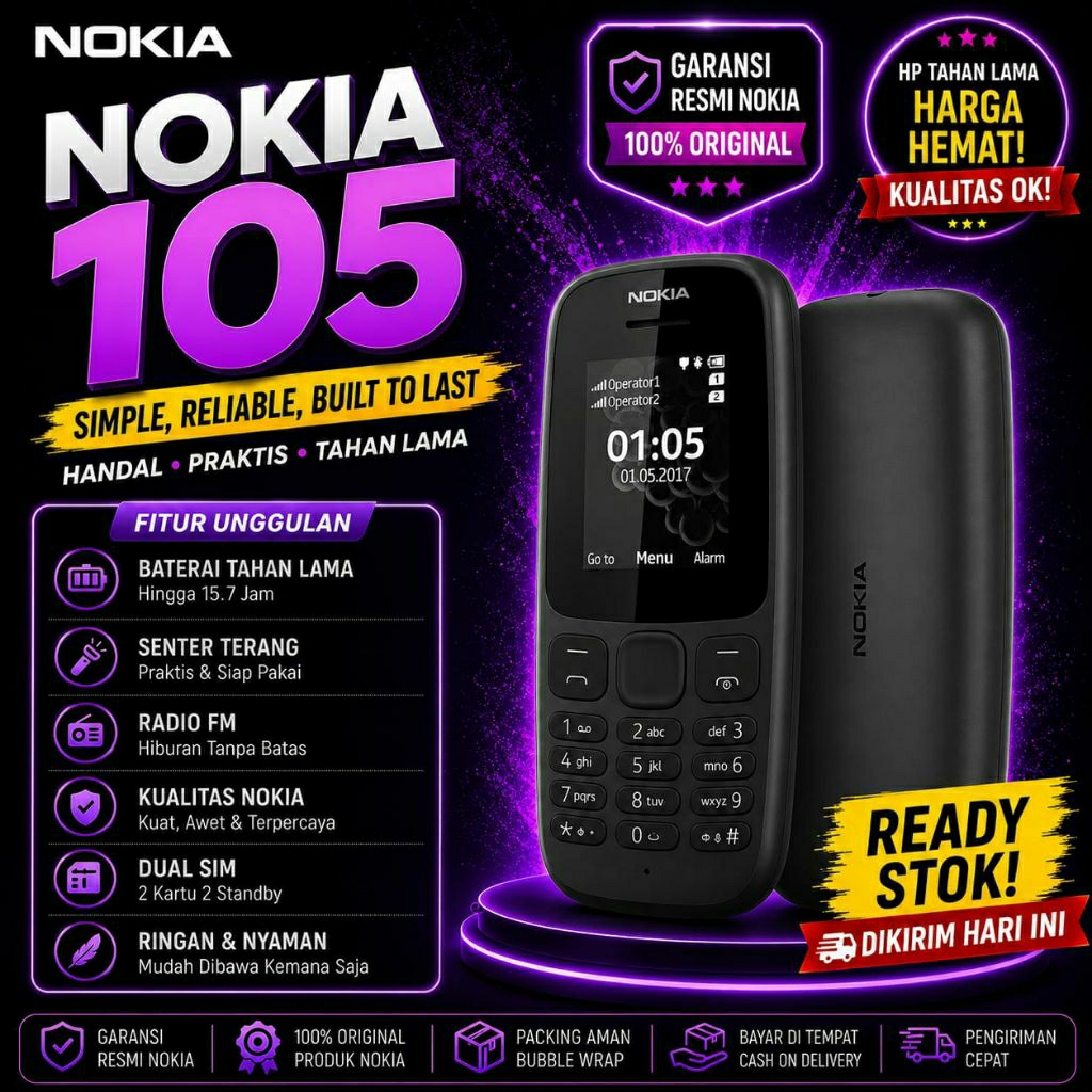 Nokia 105 TA-1174 Batre ori awet Second Hp Murah original