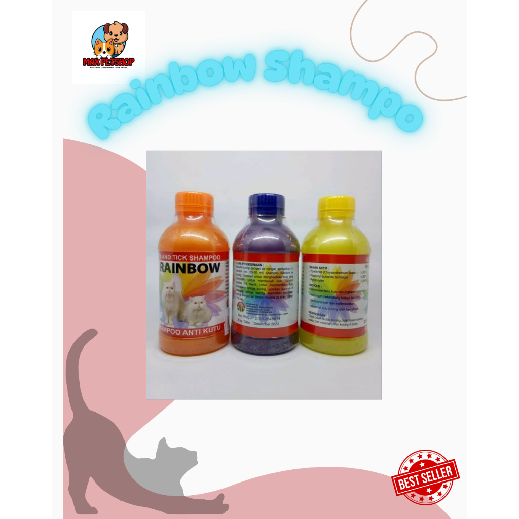 Rainbow Shampo Anti kutu 125 ml - 250 ml | Shampo kucing merk Rainbow