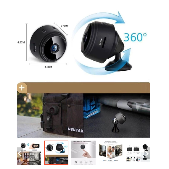 Taffware A9 CCTV Mini IP Camera WiFi HD 1080P Spy Cam Magnetic Kamera Pengintai 360 Derajat Tempel