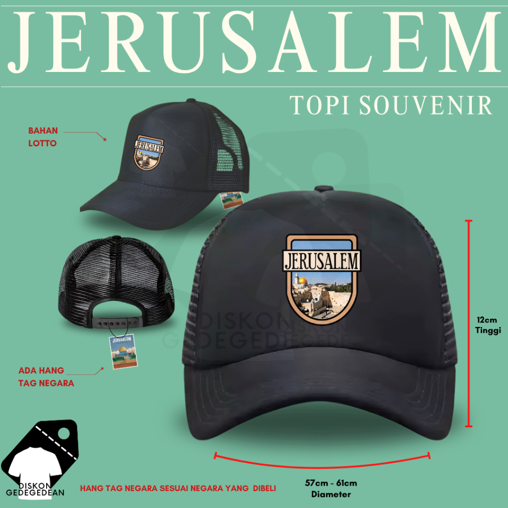 Diskongedegedean Topi Trucker Souvenir Oleh oleh Jerusalem Topi Jaring