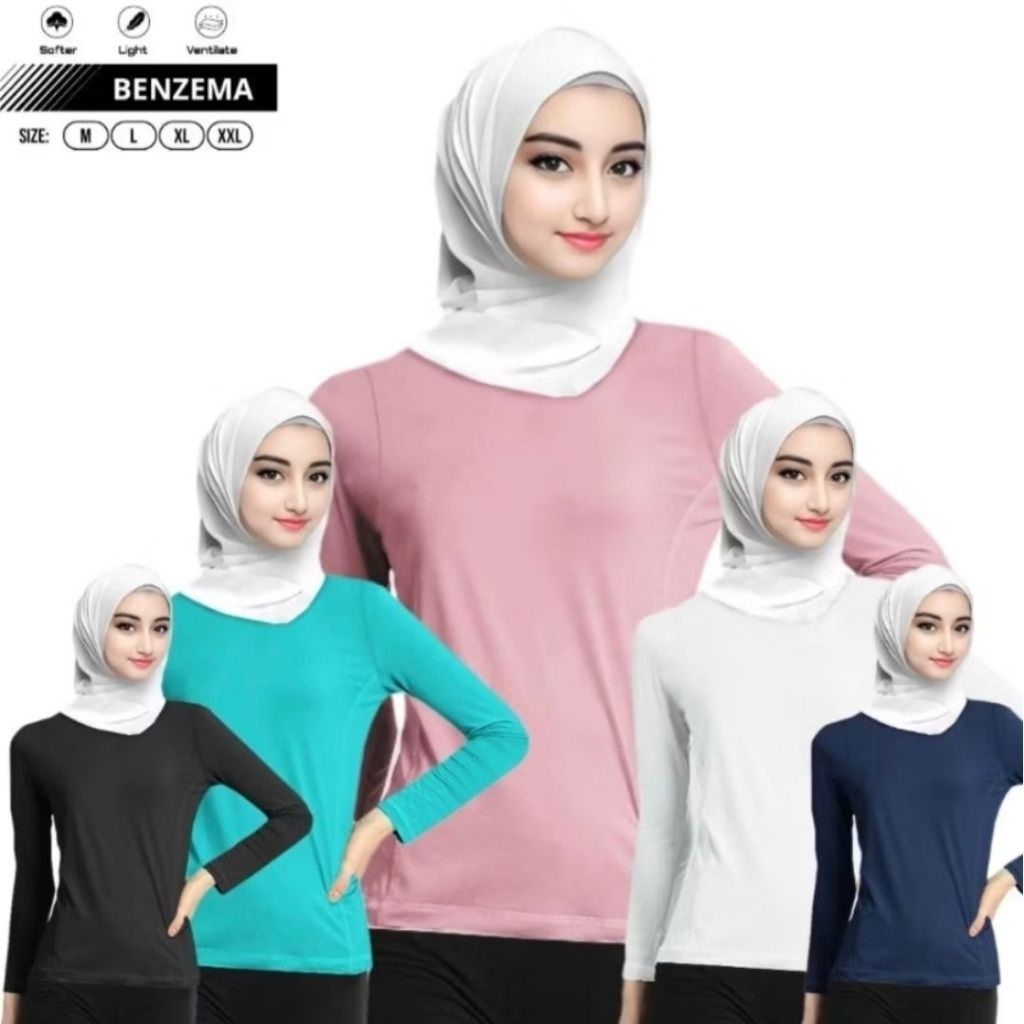 BMW Muslim Cewe Baju Olahraga Wanita Premium Lengan Panjang Kaos Badminton Muslimah