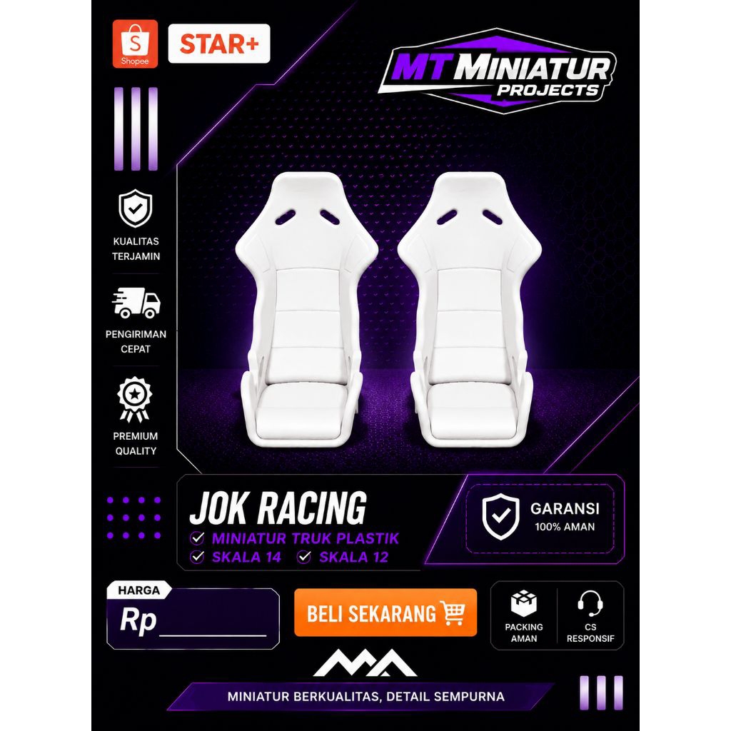 Jok Racing Miniatur Truk Plastik skala14 dan skala12 Fullset (2 pcs)
