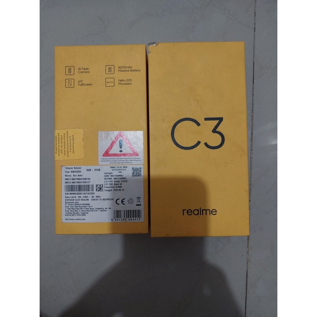 dus box realme c3 bekas