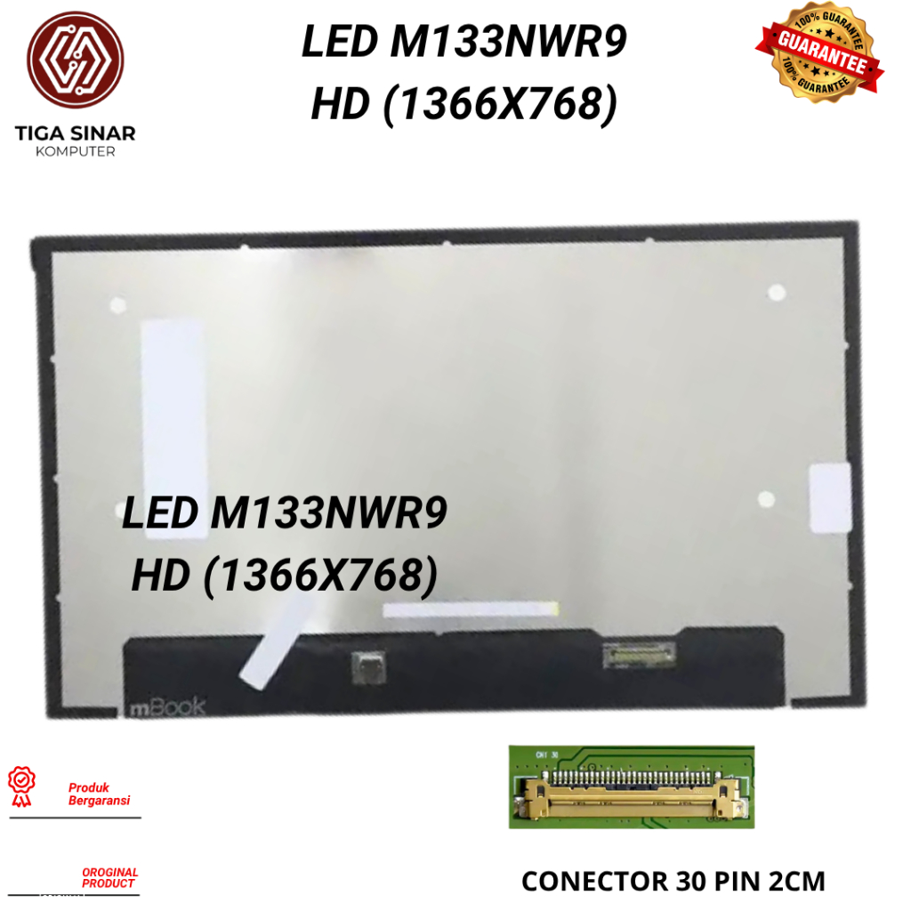 LCD 13.3” LED Slim 30pin Socket Kanan FHD PCB Rata N133HCA-E5A B133HAN06.7 M133NWR9 R0 NV133FHM-N4D 