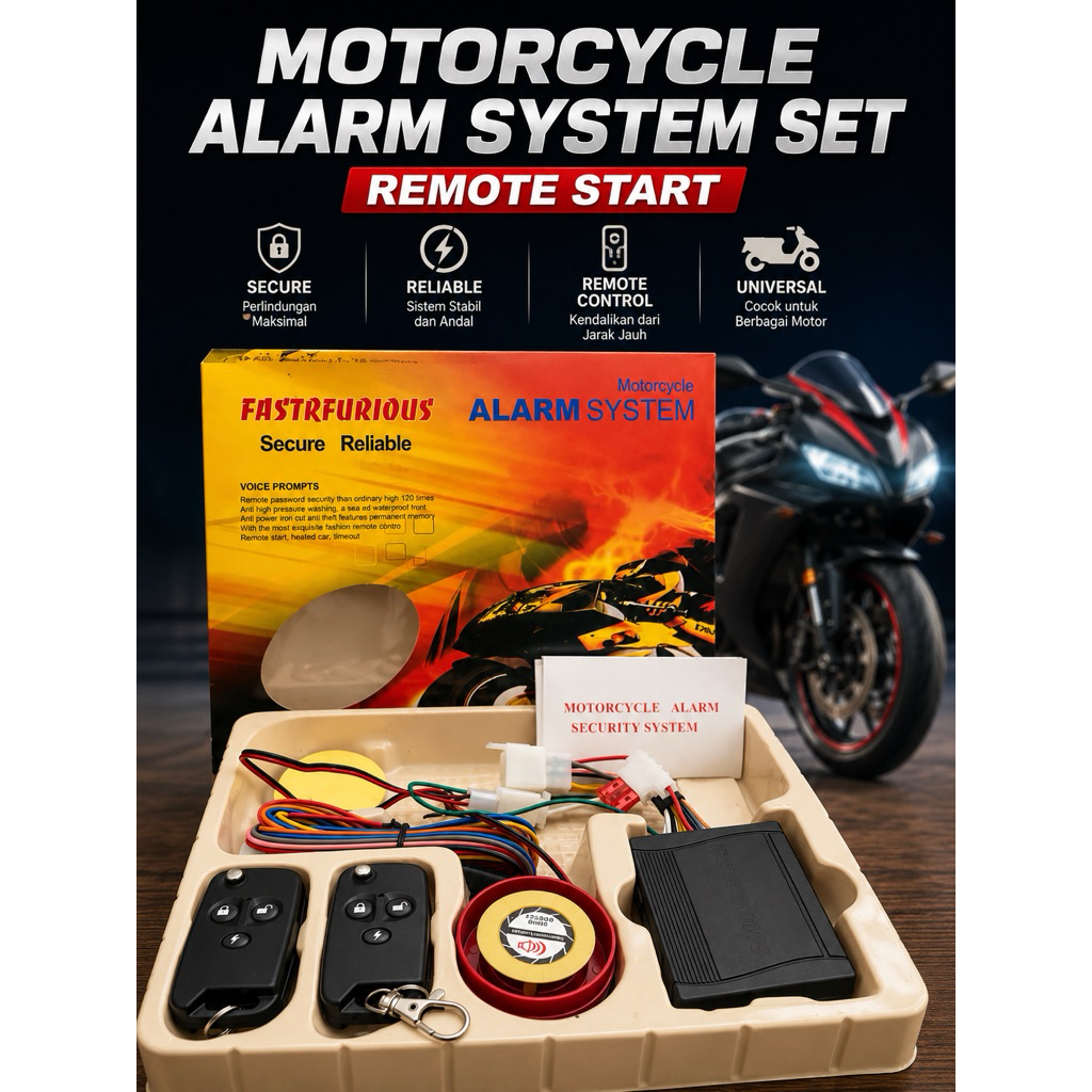 Alarm Motor Remote Start Universal 12V Anti Maling Motorcycle Alarm System Set + 2 Remote Control + 
