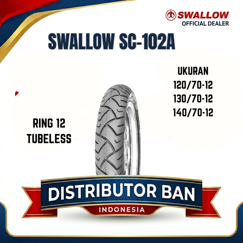 BAN LUAR SEPEDA MOTOR SWALLOW SC-102 UKURAN 120/70 130/70 140/70 RING 12 TUBELESS