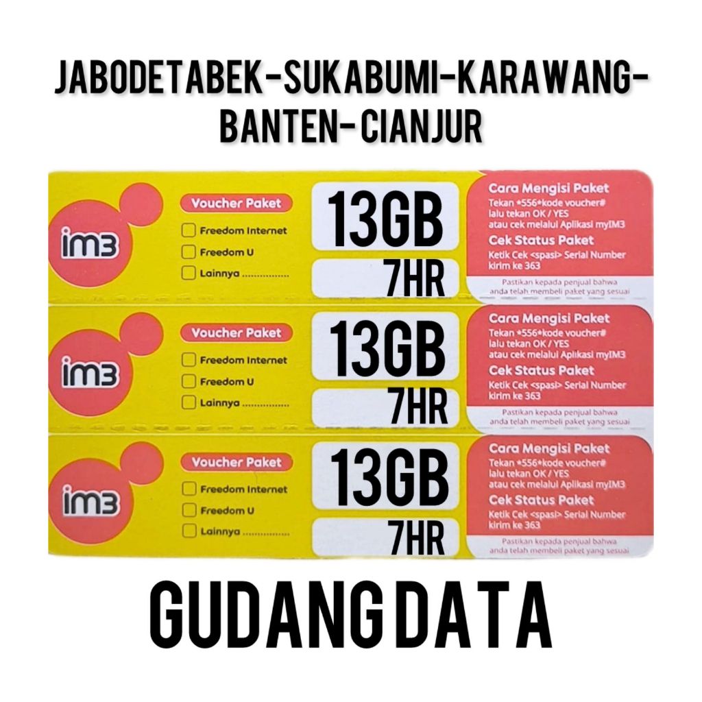 Voucher Indosat Freedom Internet 13GB 7Hari