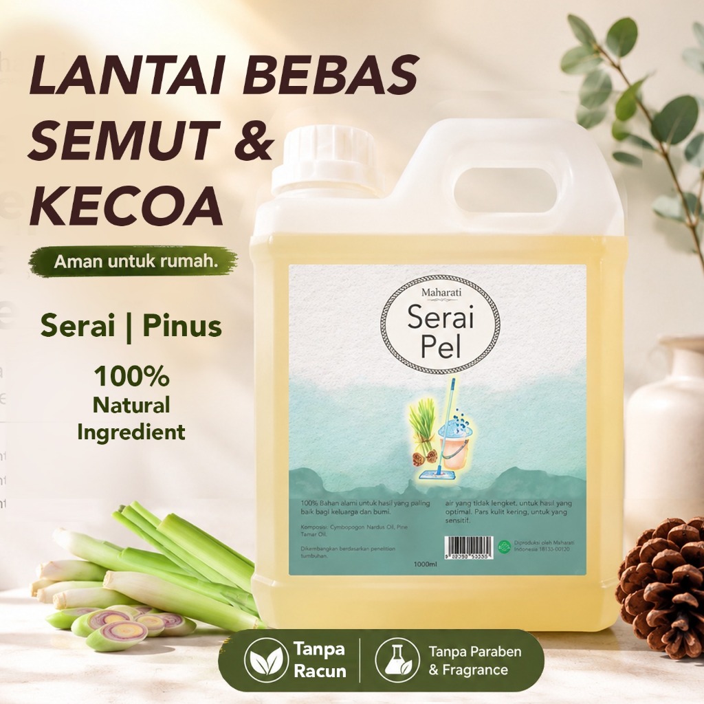 Maharati Serai Pel | Larutan Pel Anti Serangga Nyamuk, Semut, Kecoa, Jamur, Bakteri dan Virus| 950ml
