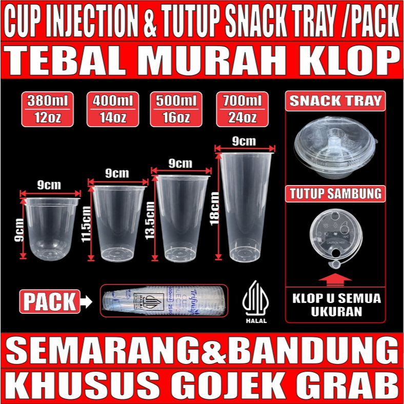 Trifinity Cup Injection HALAL Tebal 12oz 380ml 14oz 400ml 16oz 500ml 24oz 700ml Pack GJP