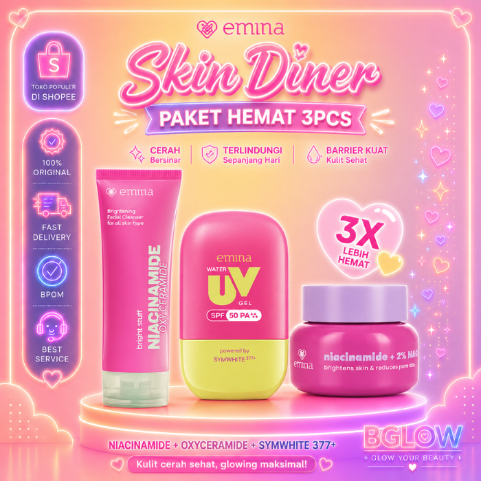 Emina Skin Diner Package 3Pcs Bundle Menu Bright | PAKET ISI 3 | Paket Skincare Remaja Mencerahkan |