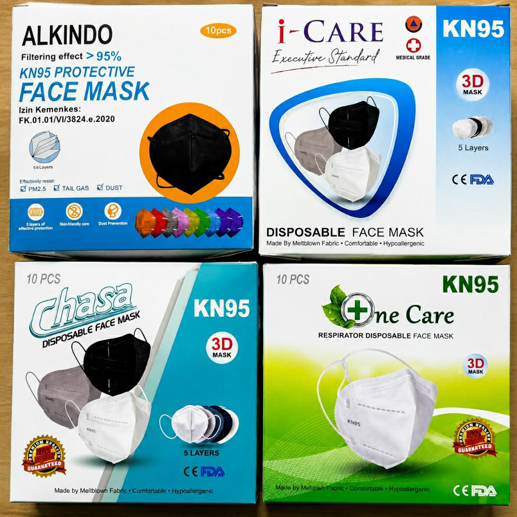 Masker KN95 Hijab 10 pcs Box 3D Face Mask 5 Ply Layer Lapis 3 D Disposable Protective FaceMask Face 