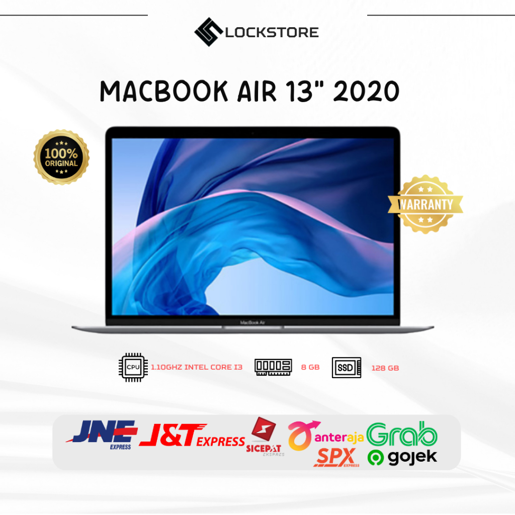 Macbook Air 13 Inch 2020 Core i3 | Ram 8GB | Ssd 128GB | 13 Inch | Grey | MacOS | Second / Original 