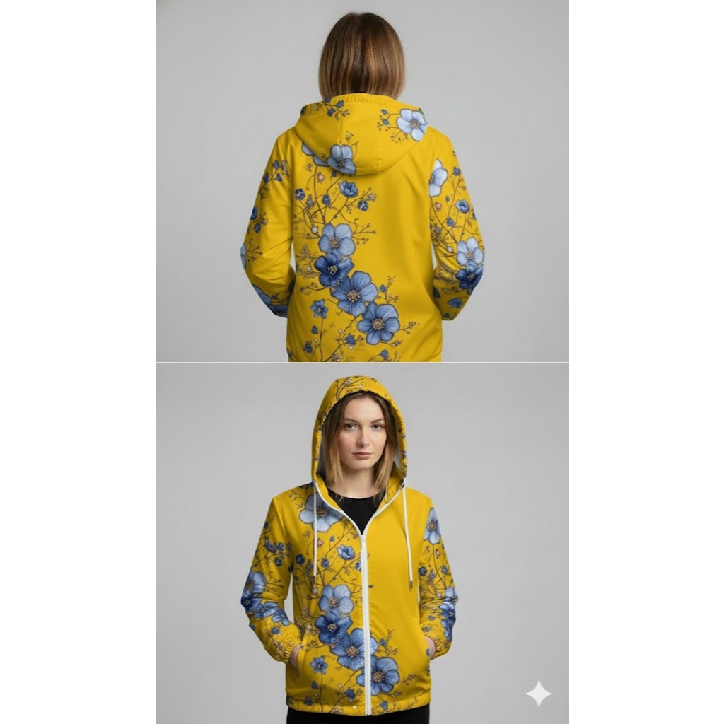 JAKET PARASUT MOTIF BUNGA 03 LUCU Jaket Parasut Jumbo Wanita pria Printing