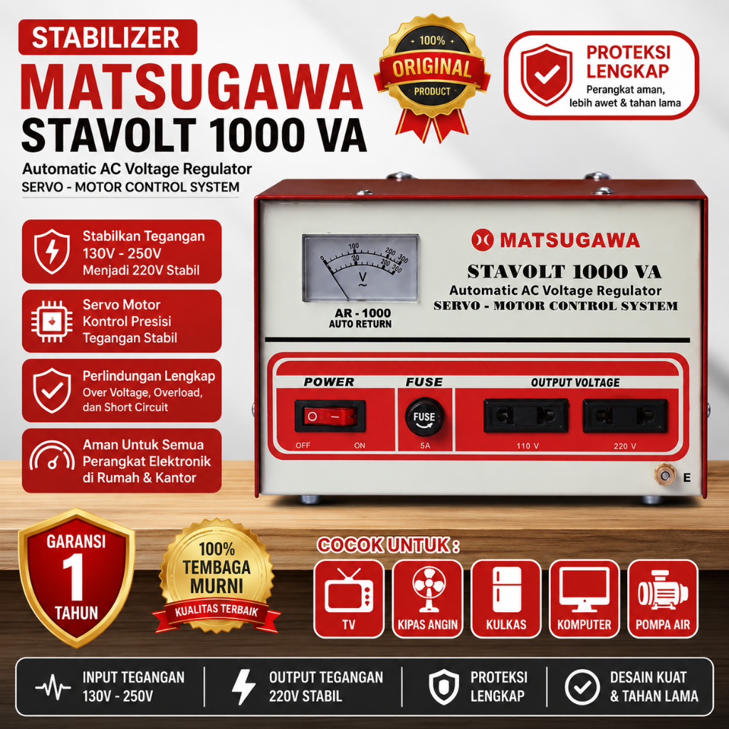Stabilizer Matsugawa Stavolt Motor 1000Va - Stavolt 1000 Va