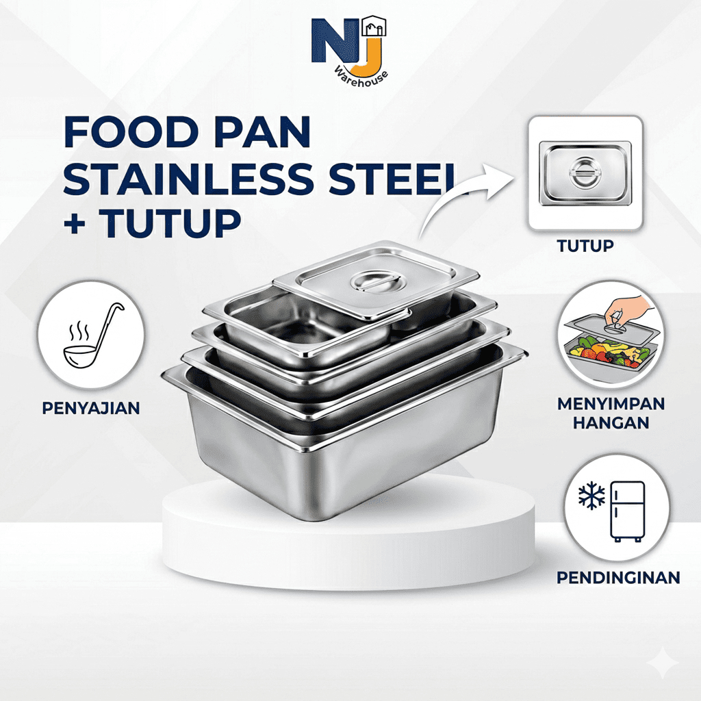 Food Pan Stainless Steel + Tutup