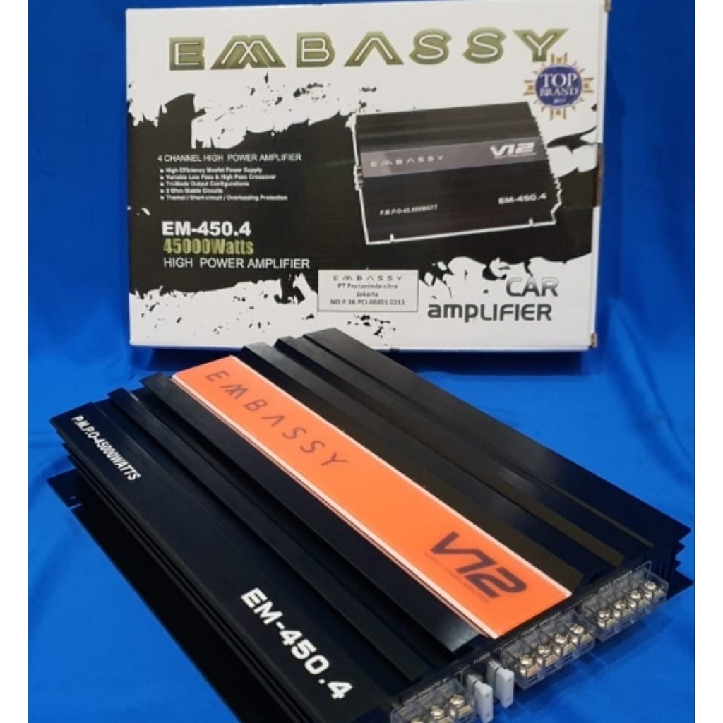 Power Embassy EM-450.4 High Power Amplifier 4 channel Car Audio Mobil