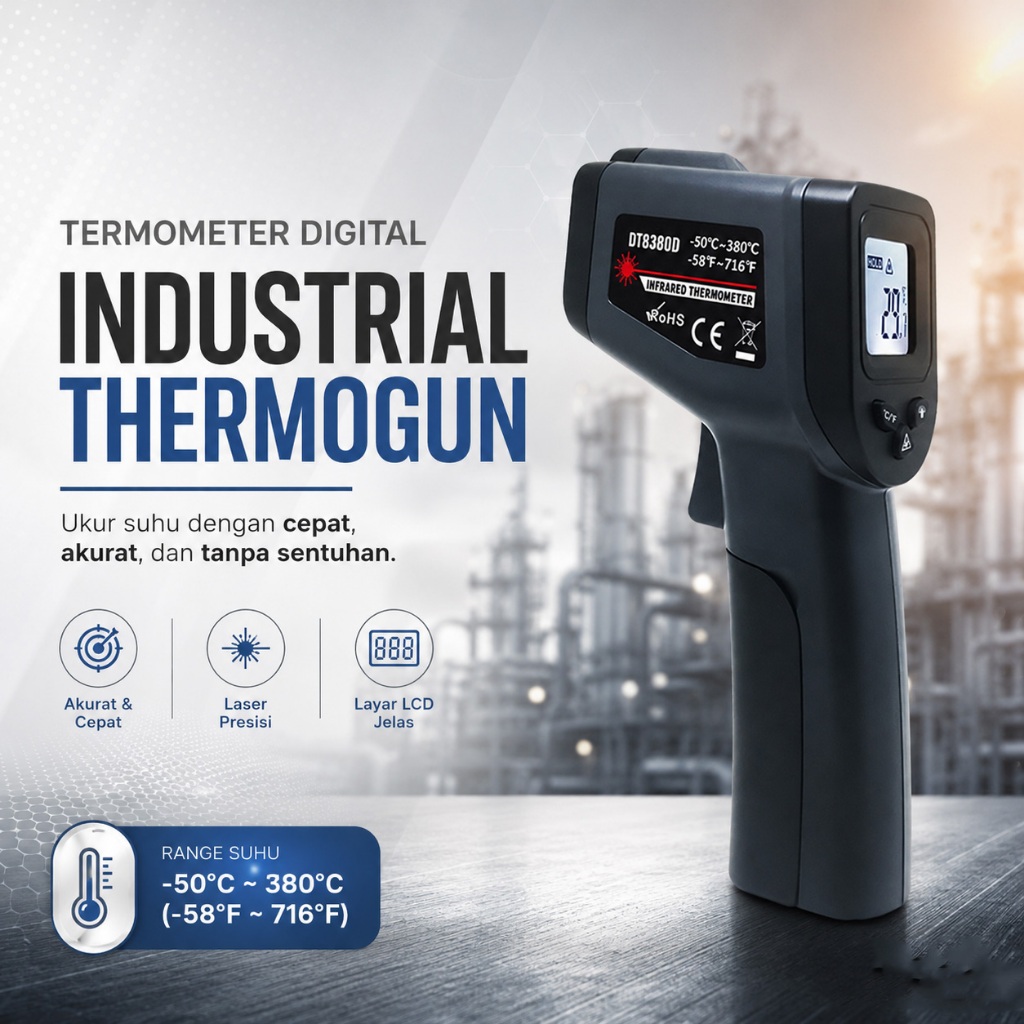 Termometer Industrial Digital Thermogun Infrared LCD