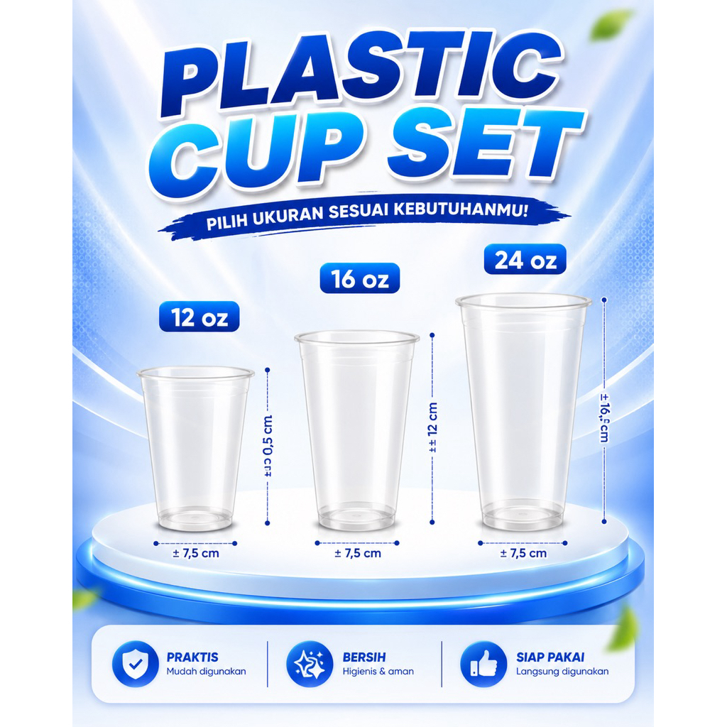 (25pcs) Cup PP Inject 12, 16, 24 oz