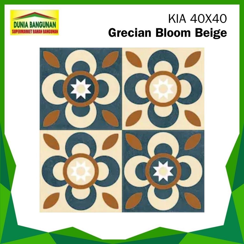 Keramik Lantai Dinding 40x40 KIA Grecian Bloom Beige Keramik Motif Batik