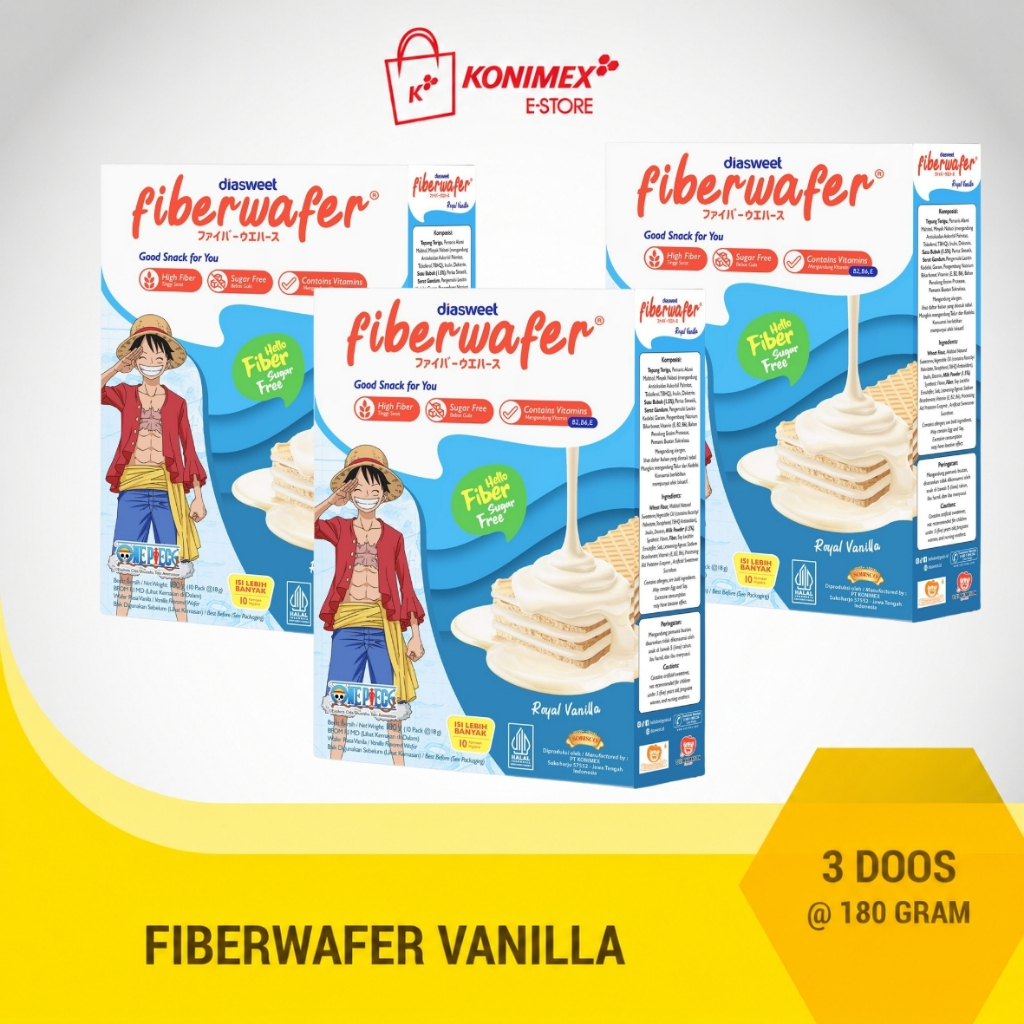 Diasweet Fiberwafer Vanila 180g - Triple pack