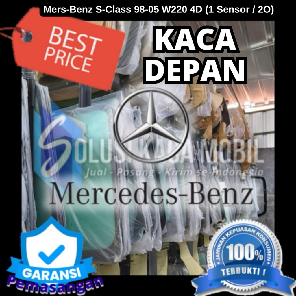 Kaca Depan Mobil Mercedes Benz S-Class 98-05 W220 4D Laminated OEM
