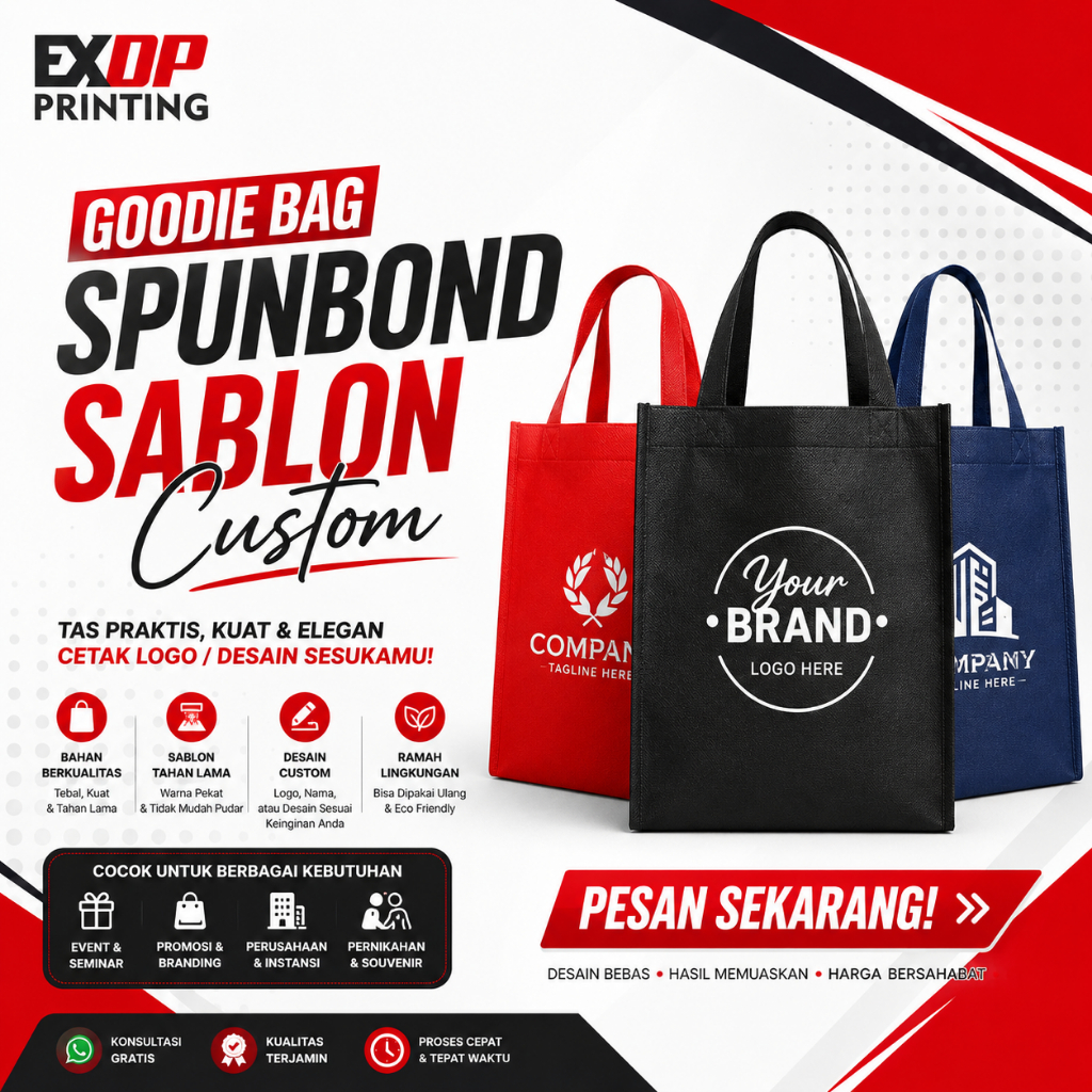 Goodie Bag Custom Sablon / Tas Spunbond Sablon