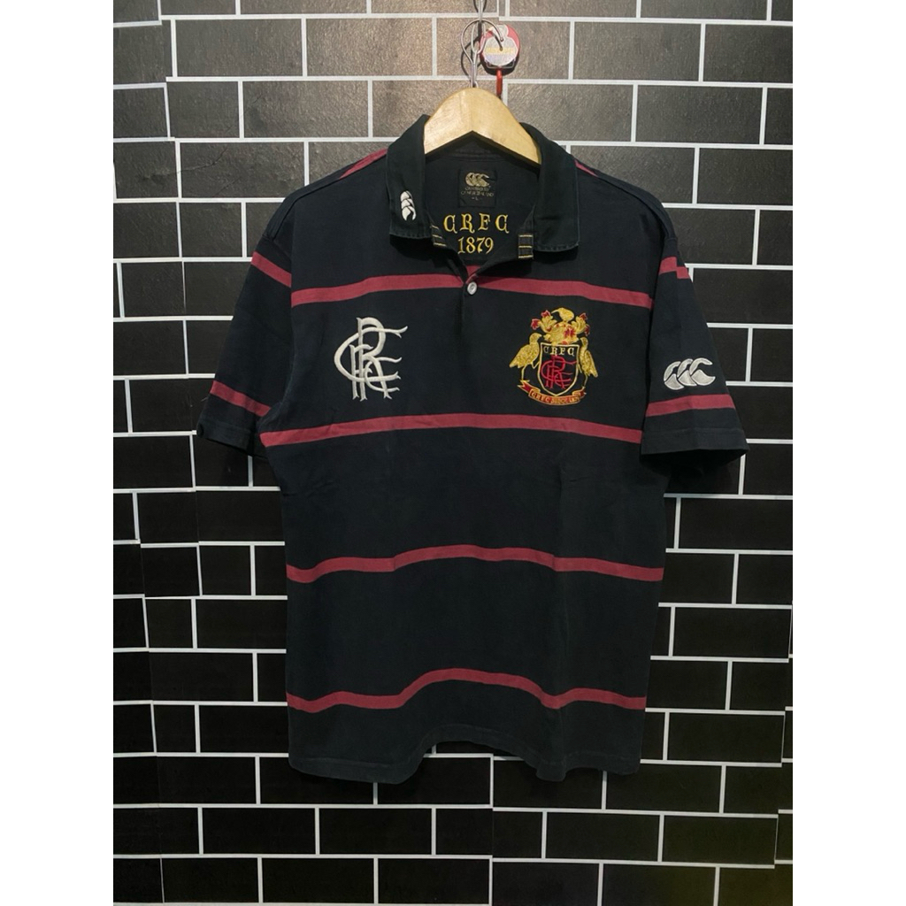 Polo shirt canterbury RFC 1879 rugby shirt kaos kerah
