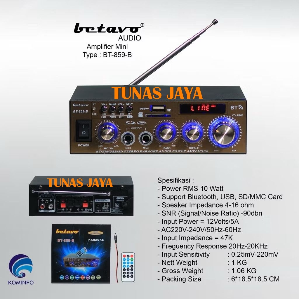 MINI AMPLIFIER BETAVO BT 859B / AMPLI BT 859 B 2 MIC INPUT RMS 10 WATT ANTTENA RADIO FM