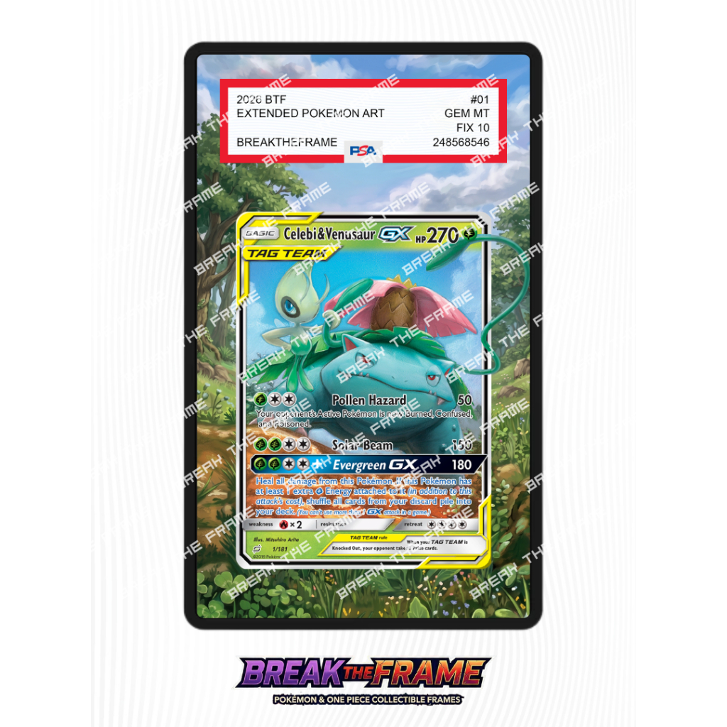 Celebi & Venusaur GX - Team Up #1 - Extended Art Pokemon TCG for Slab Guard / Slab Sleeve
