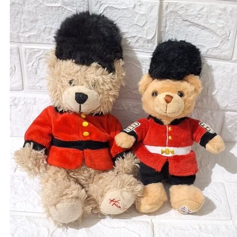 boneka tedi teddy bear beruang kostum tentara inggris topi america amerika USA kostum baju pelayan h
