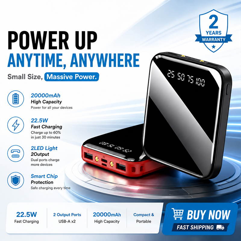 LUXIAN LENTIVEN PowerBank 20000mAh Mini Fast Charging Dual Output Input USB LED Senter Display