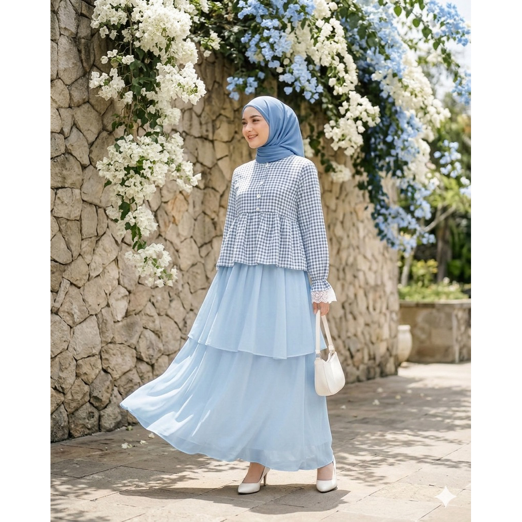 Hyuna Skirt | Rok Ceruti Mayung | Rok maxi | Rok kekinian | Rok berfuring | Rok Susun Lebar