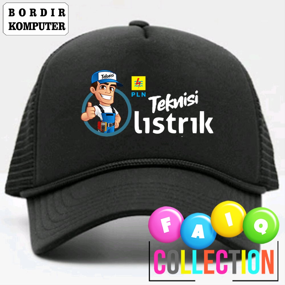 TOPI TRUKER - TOPI JARING - TOPI BASEBALL TEKNISI LISTRIK PLN BORDIR KOMPUTER AGOSTORE