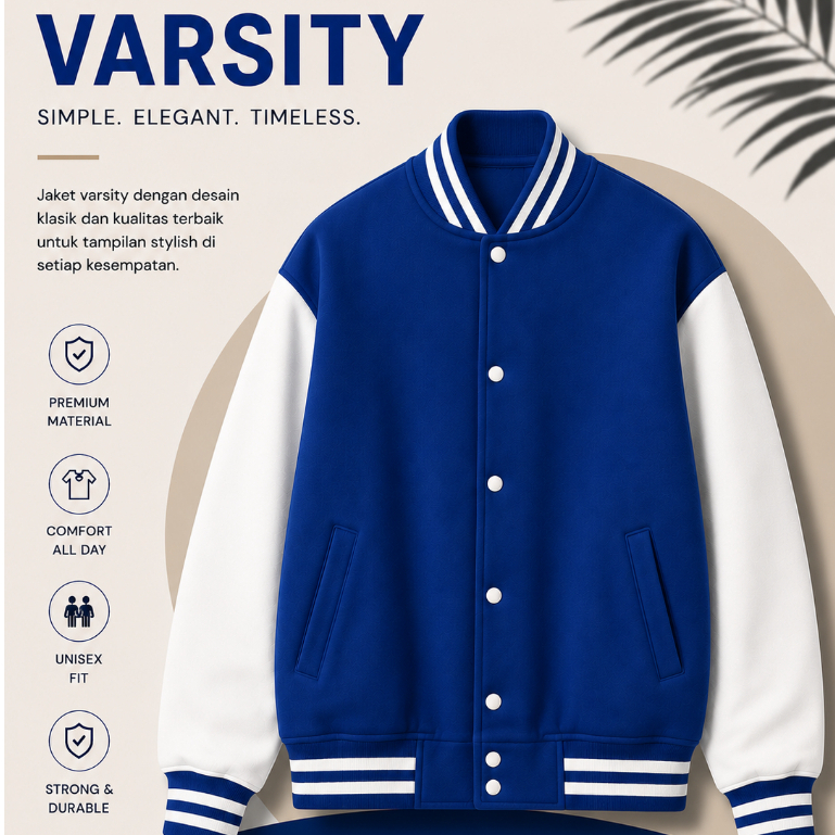 Jaket Baseball Polos Varsity Polos Pria Wanita