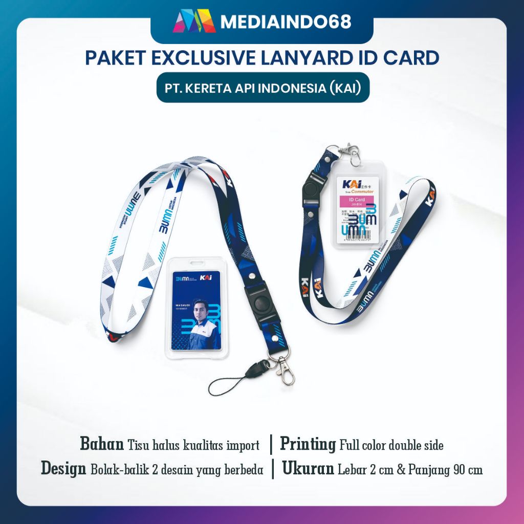 BUMN KAI Lanyard, Strap ID, HP/Flashdisk Printing digital (Paket Lengkap Super Exclusive)BUMN KAI La