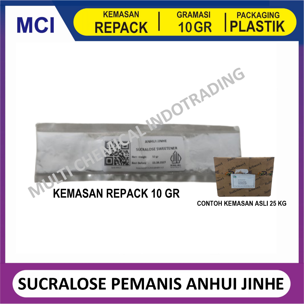 SUCRALOSE POWDER PEMANIS 600X GULA SUKRALOS SWEETENER ANHUI JINHE - REPACK 10 GR
