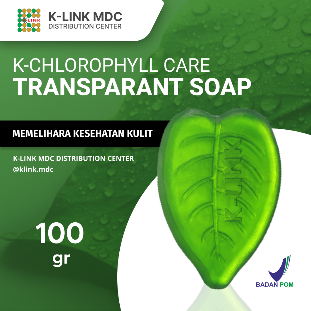 K-Link K-Care Chlorophyll Transparant Soap 100 gr Sabun Klorofil Sabun K-Link Sabun Mandi Klorofil K
