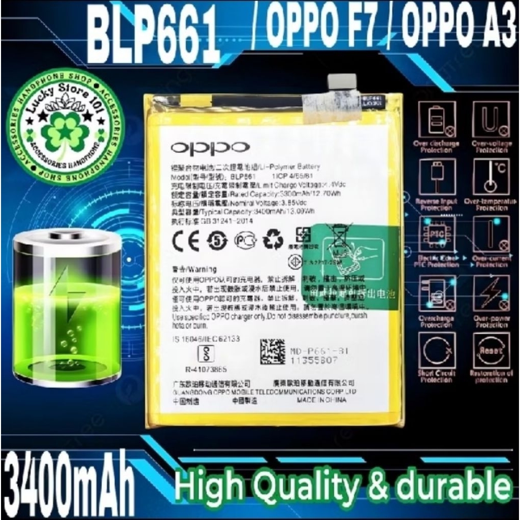 BATERAI BLP661 / OPPO F7 / OPPO A3 BATTERY BATRE BATRAI BATREI OPPO F7 / F3 ORIGINAL 100%