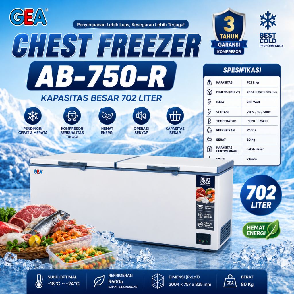 GEA FREEZER BOX 720 LITER / CHEST FREEZER GEA AB-750-R / AB750R / AB 750R