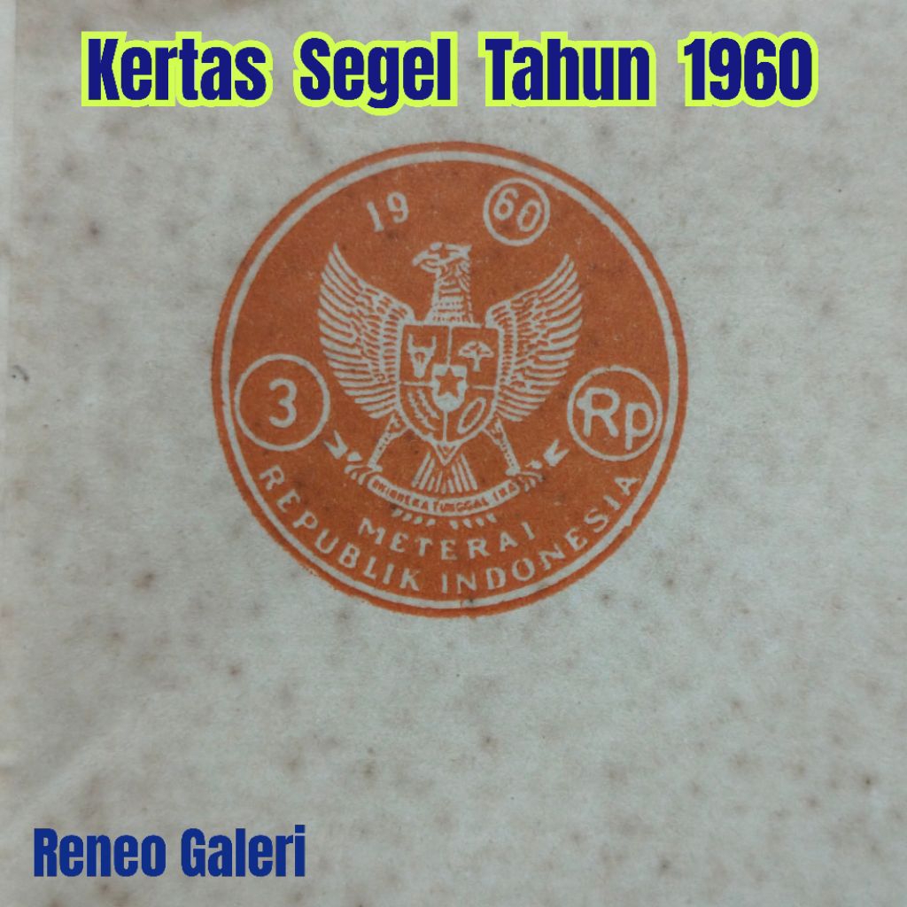 Kertas Segel Tahun 1960 Meterai 3 Rupiah Kosongan single - double side asli belum terpakai kuno lama