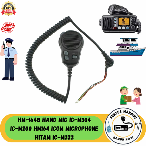 Ekstramik ICOM M304 HM-164B Hand Mic IC-M304 IC-M200 HM164 Icom Microphone Hitam IC-M323