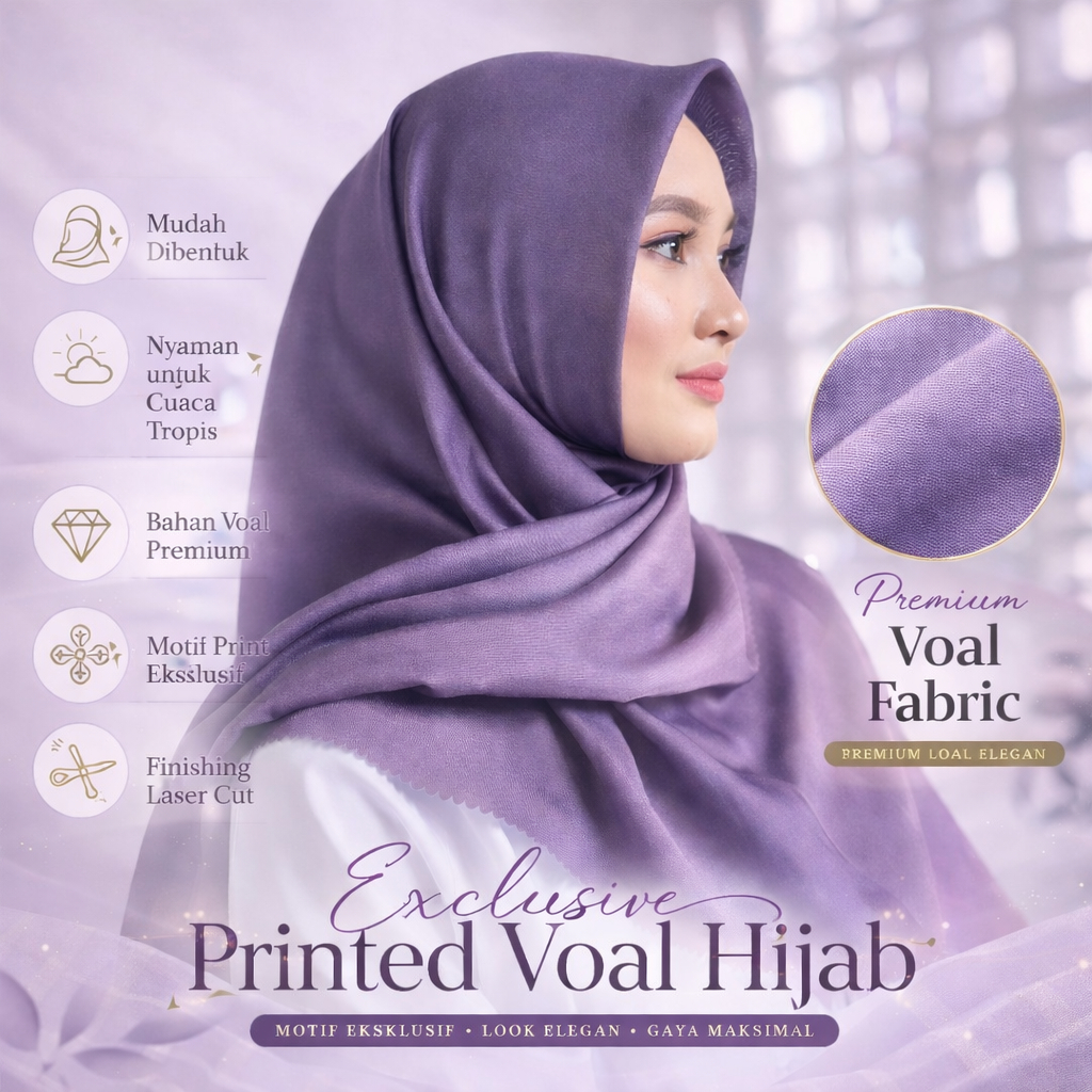 Hijab Gradasi | Hijab Ombre Segiempat | Hijab Gradasi Voal Ekslusif