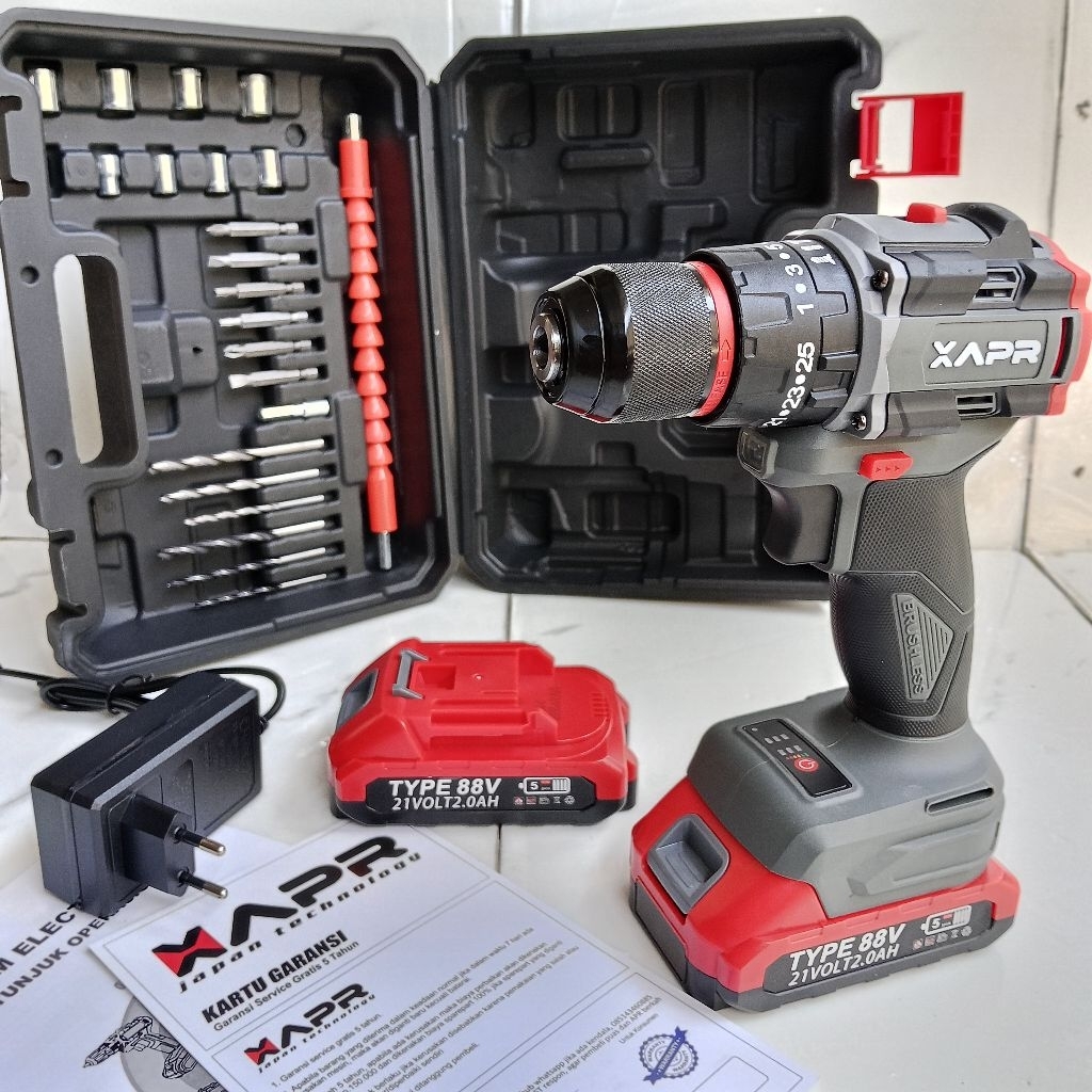 Mesin bor Cordless batrai LXT brushless APR Ap85+ impact drill